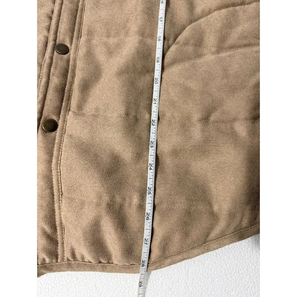 Outlander By Craft+Flow Small Quilted Tan & Brown Jacket With Snap Buttons